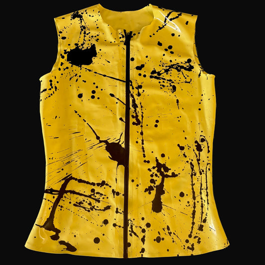 Yellow Splatter Zip Vest